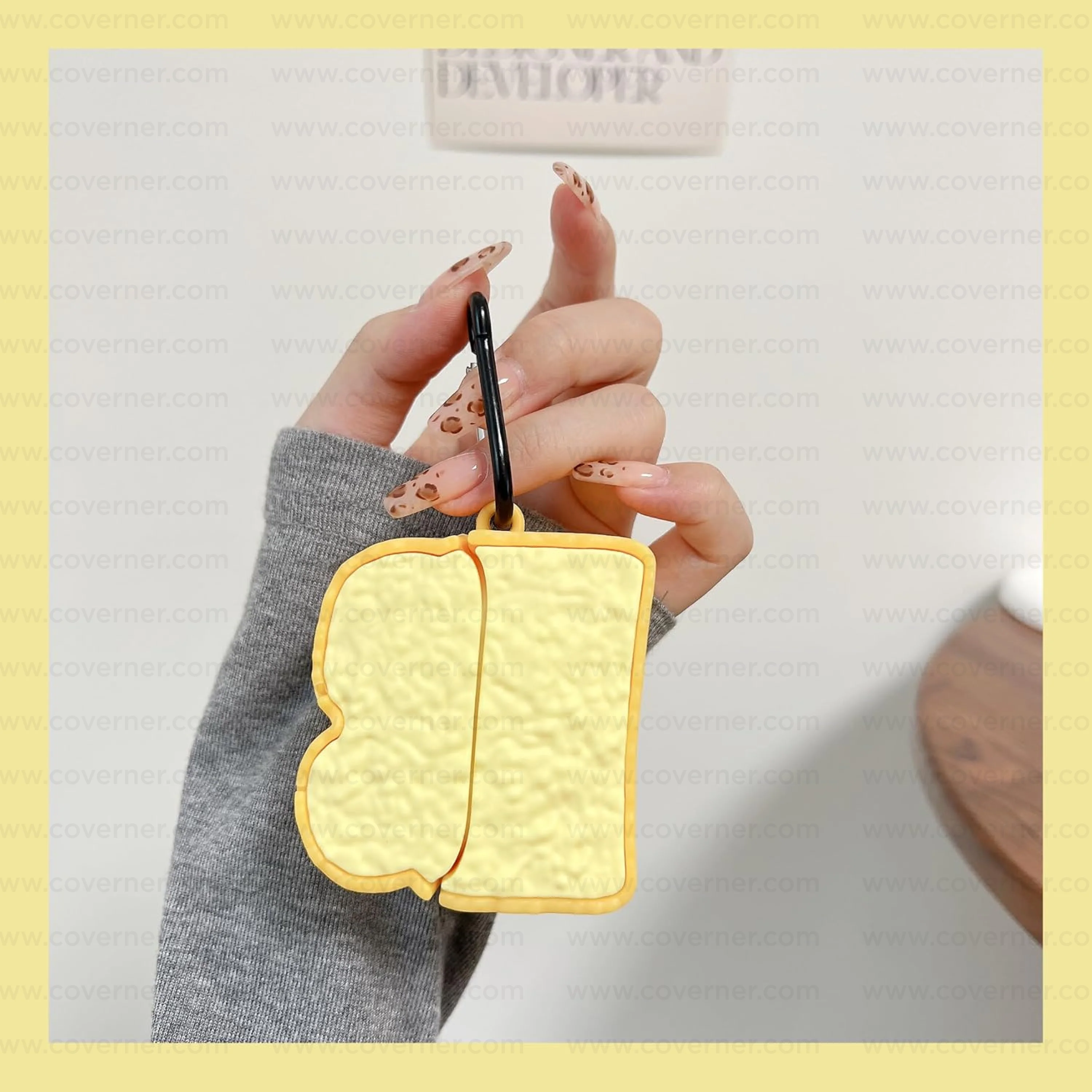 Cheese Bread Silicone AirPods Case with Hook – Fun & Protective AirPods Cover by Coverner India - Image 5