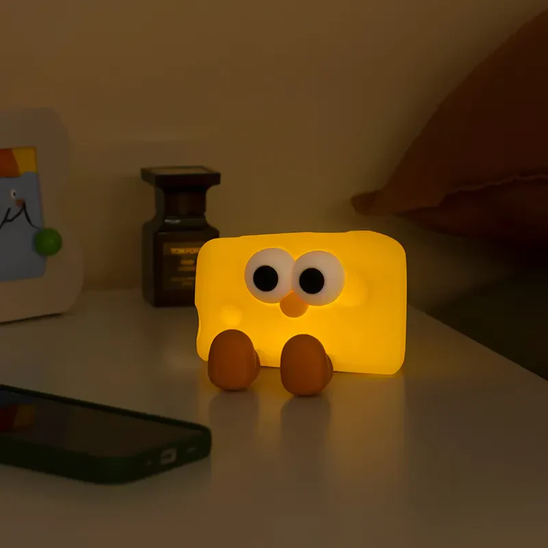 CheeseGlow: Cozy Silicone Cheese Night Lamp – Squishy & Kawaii LED Light for Kids’ Bedroom, Nursery & Bedside - Image 3