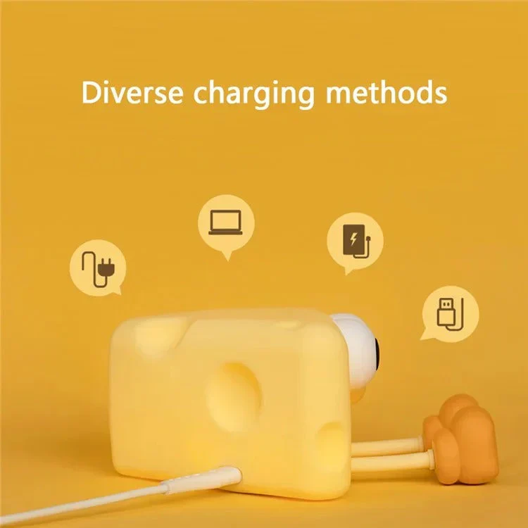 CheeseGlow: Cozy Silicone Cheese Night Lamp – Squishy & Kawaii LED Light for Kids’ Bedroom, Nursery & Bedside - Image 6