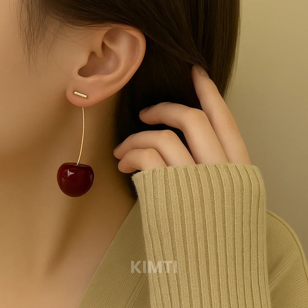 Cherry Blossom Red Drop Earring