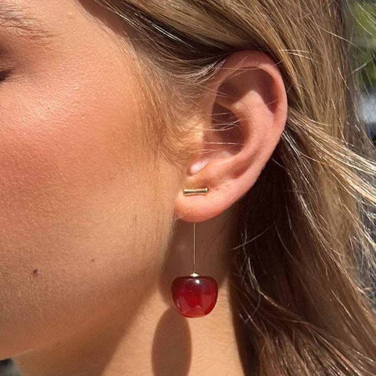 Cherry Blossom Red Drop Earring - Image 6