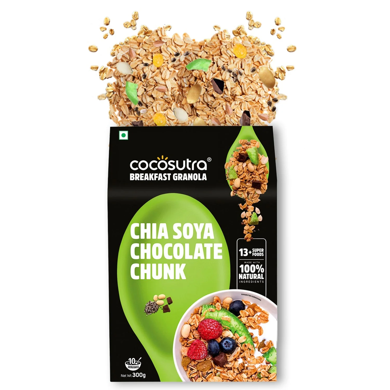 Chia Soya Chocolate Chunk Breakfast Granola | Box of 2 | 300 g each - Image 8