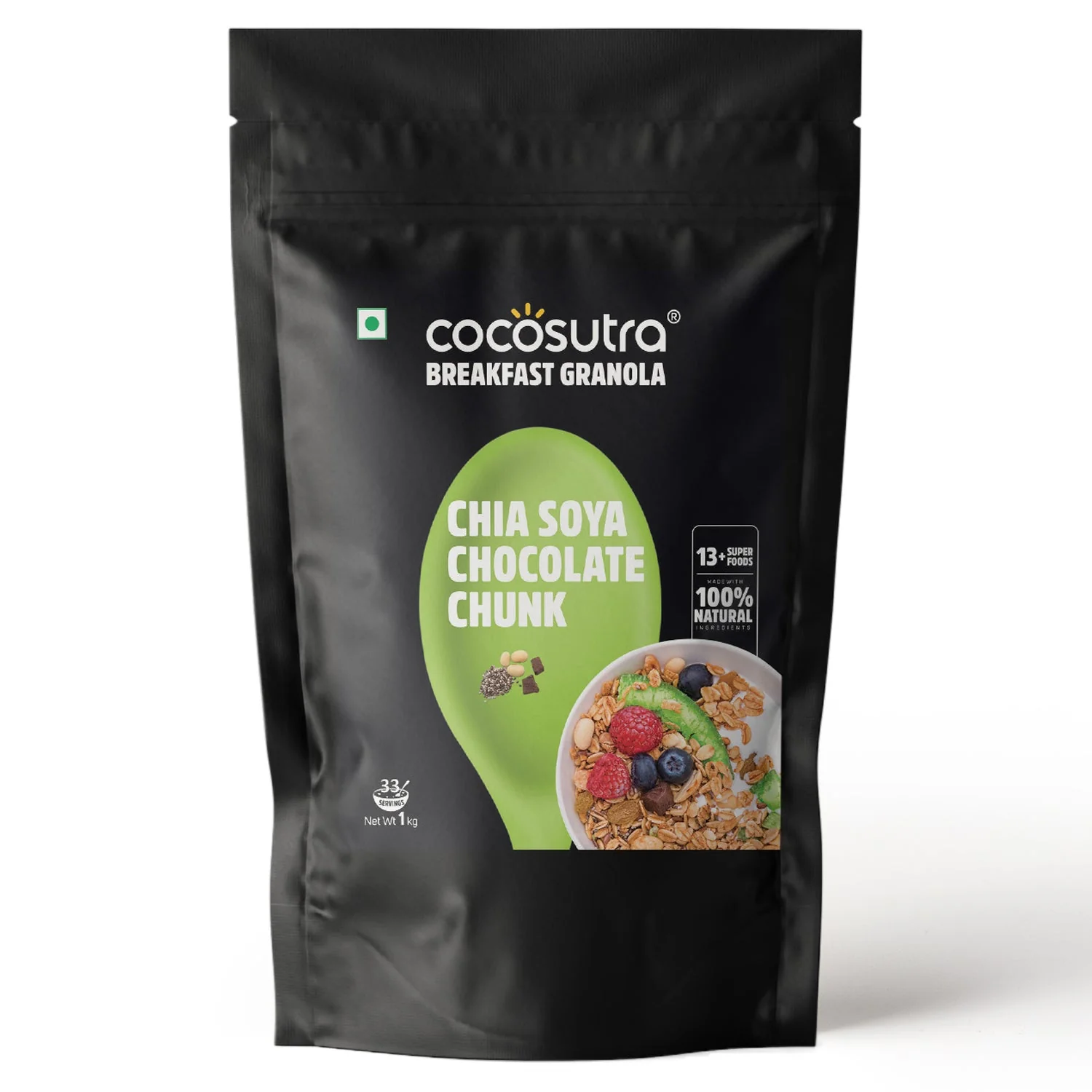 Chia Soya Chocolate Chunk Breakfast Granola - Nuts, Seeds & Dark Chocolate | 1 kg