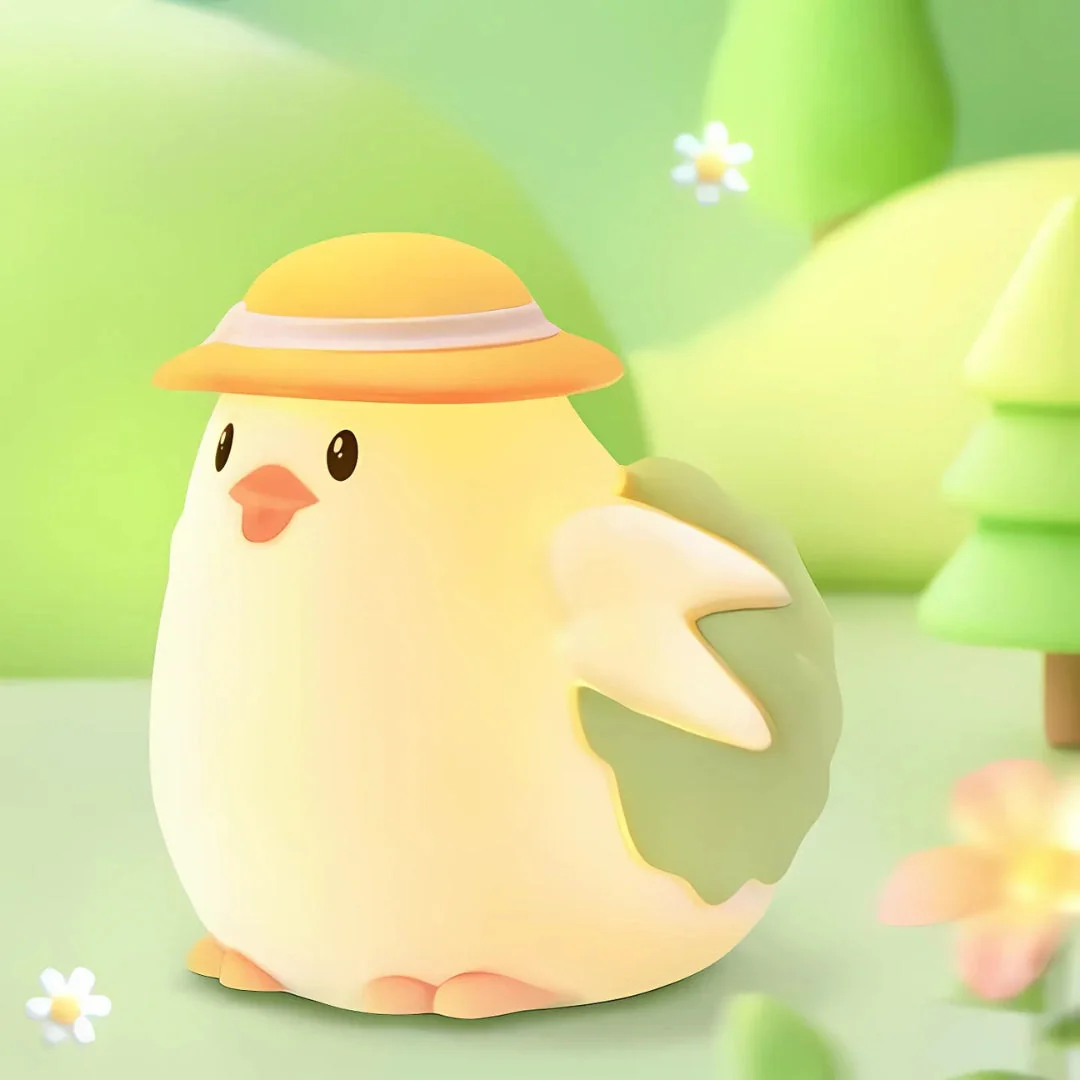 Chicklet: Cute Silicone Chicken & Lettuce RGB LED Night Lamp – Soft & Squishy Touch Light for Kids’ Bedroom, Nursery & Gifts - Image 4
