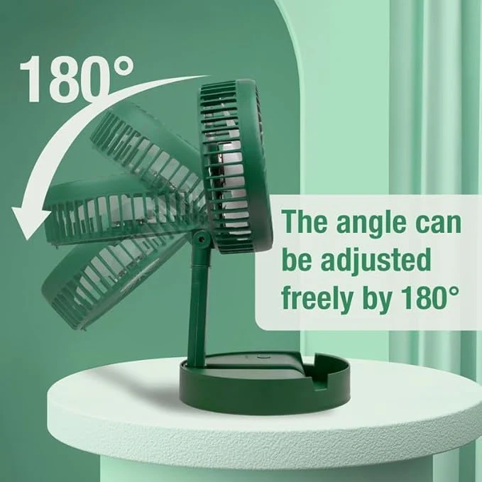 Chillie: Portable USB-C Desk Fan with 3 Speeds, Phone Holder & 2000mAh Rechargeable – Compact Folding Design with Adjustable Height for Home, Office & Travel - Image 4