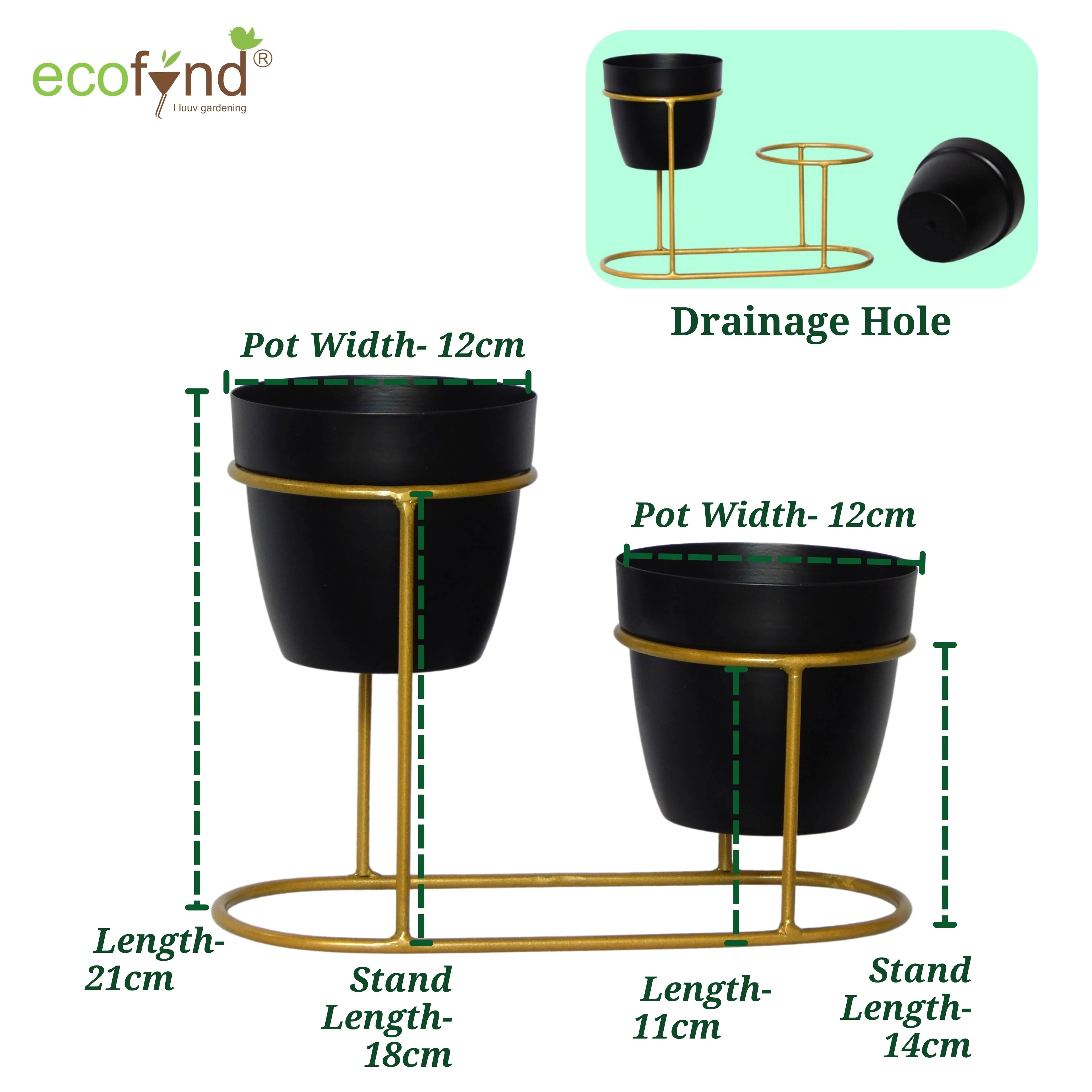 Chloe Black Pot with Stand - Image 2