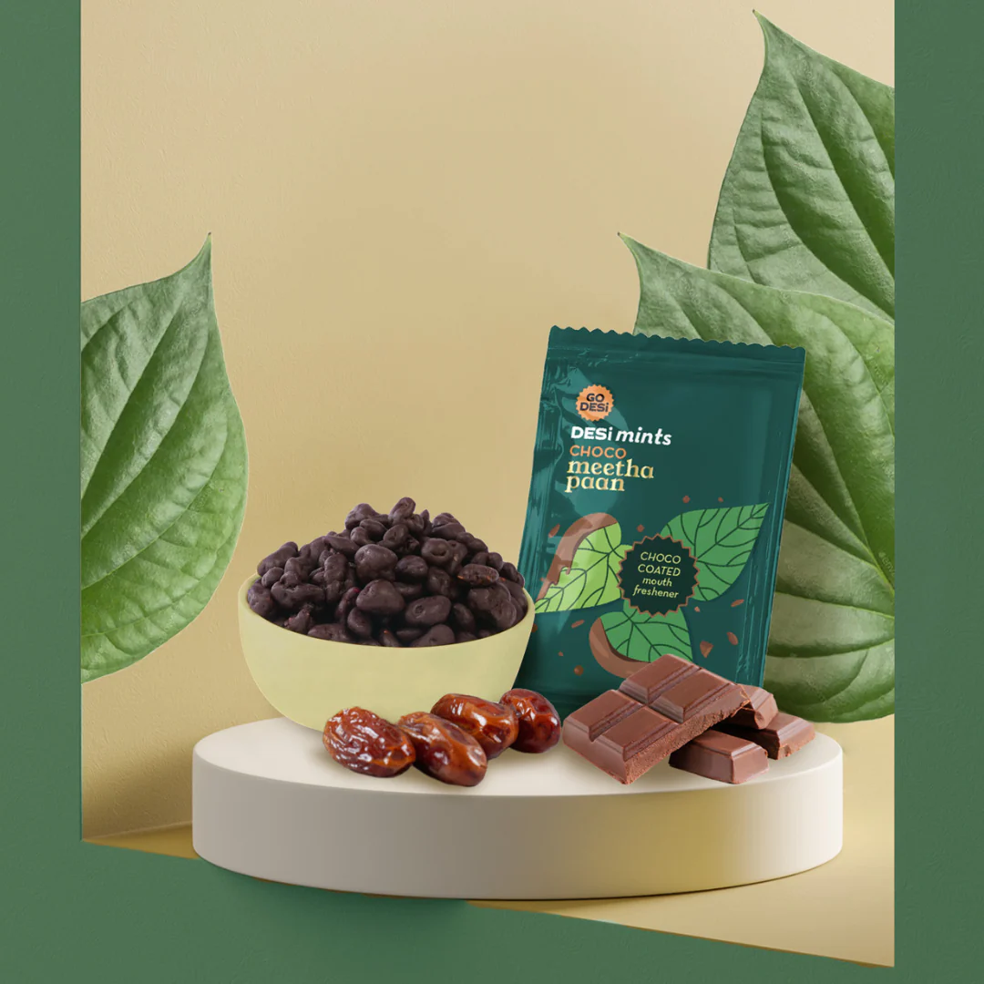 Choco Meetha Paan | 100% Natural Refreshment | Choco coated mints | Box of 20 Sachets - Image 9