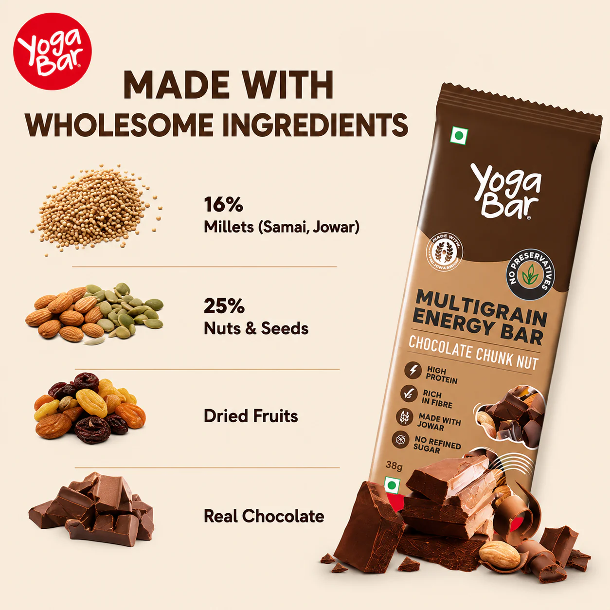 Chocolate Chunk Nut Energy Bars (Pack of 10) 350g - Image 3