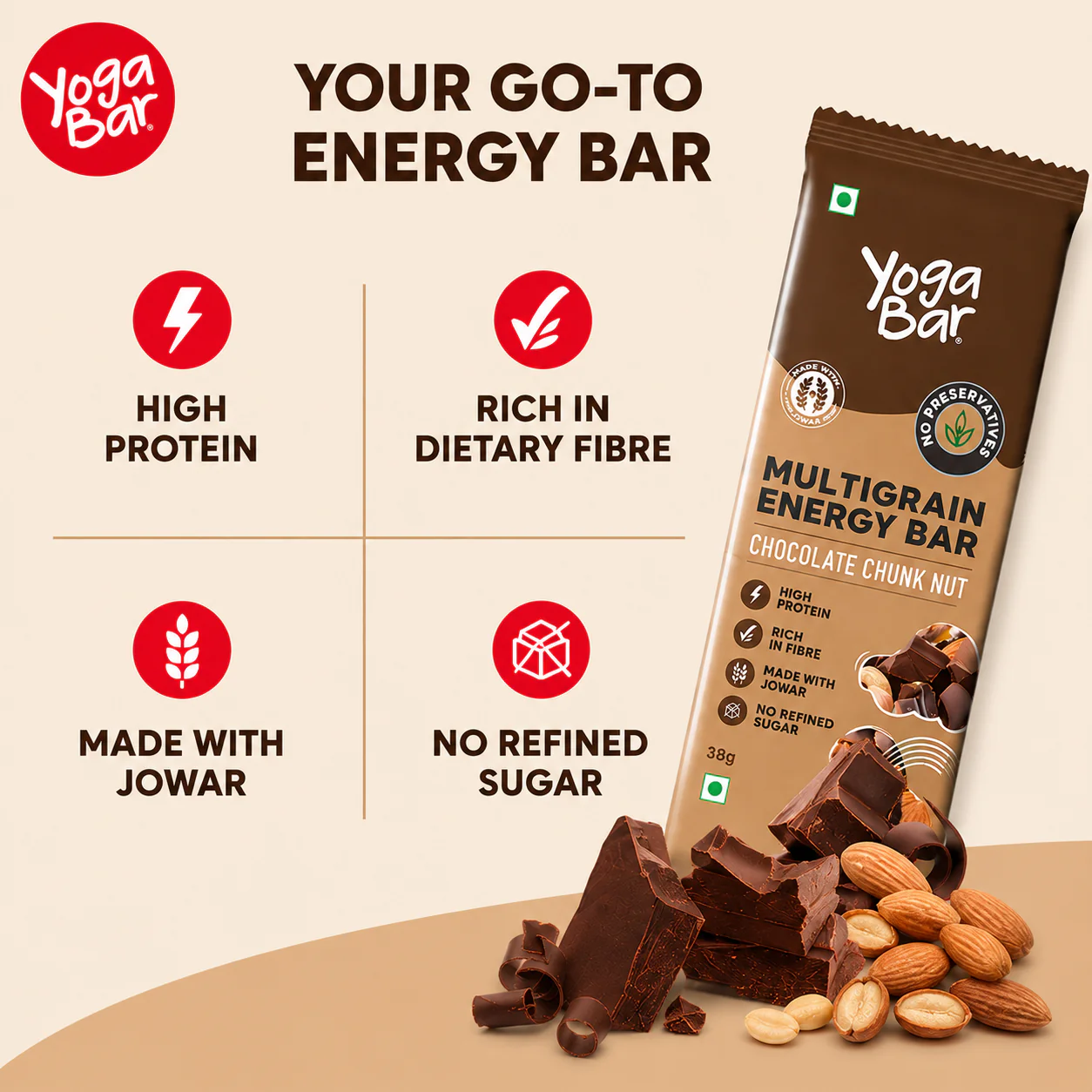 Chocolate Chunk Nut Energy Bars (Pack of 10) 350g - Image 4