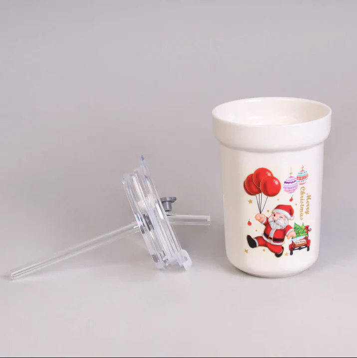 Christmas ceramic sipper with glass straw - Image 10