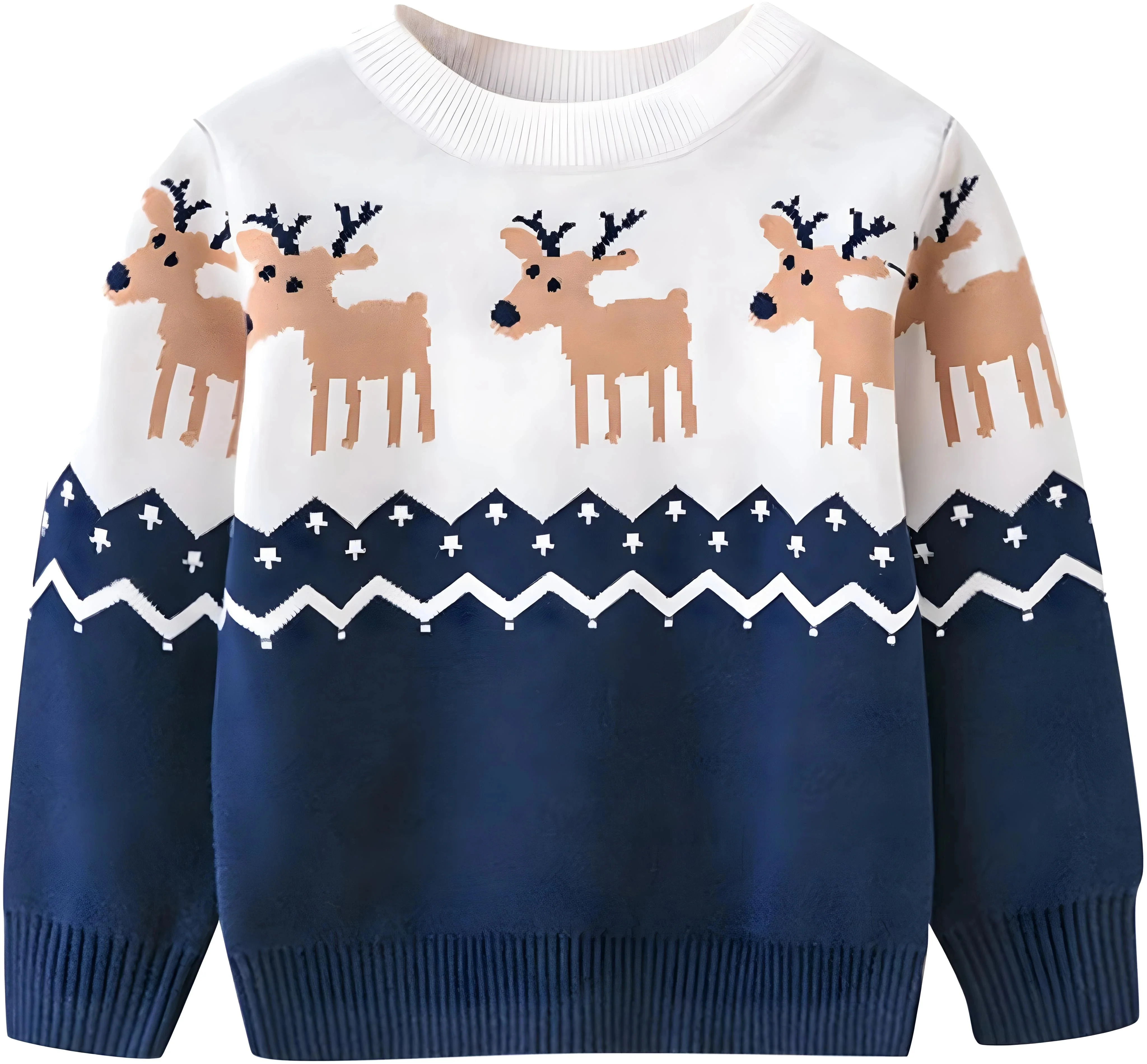 Christmas deer Sweater Long Sleeve Warm Knitted Pullover - Image 2