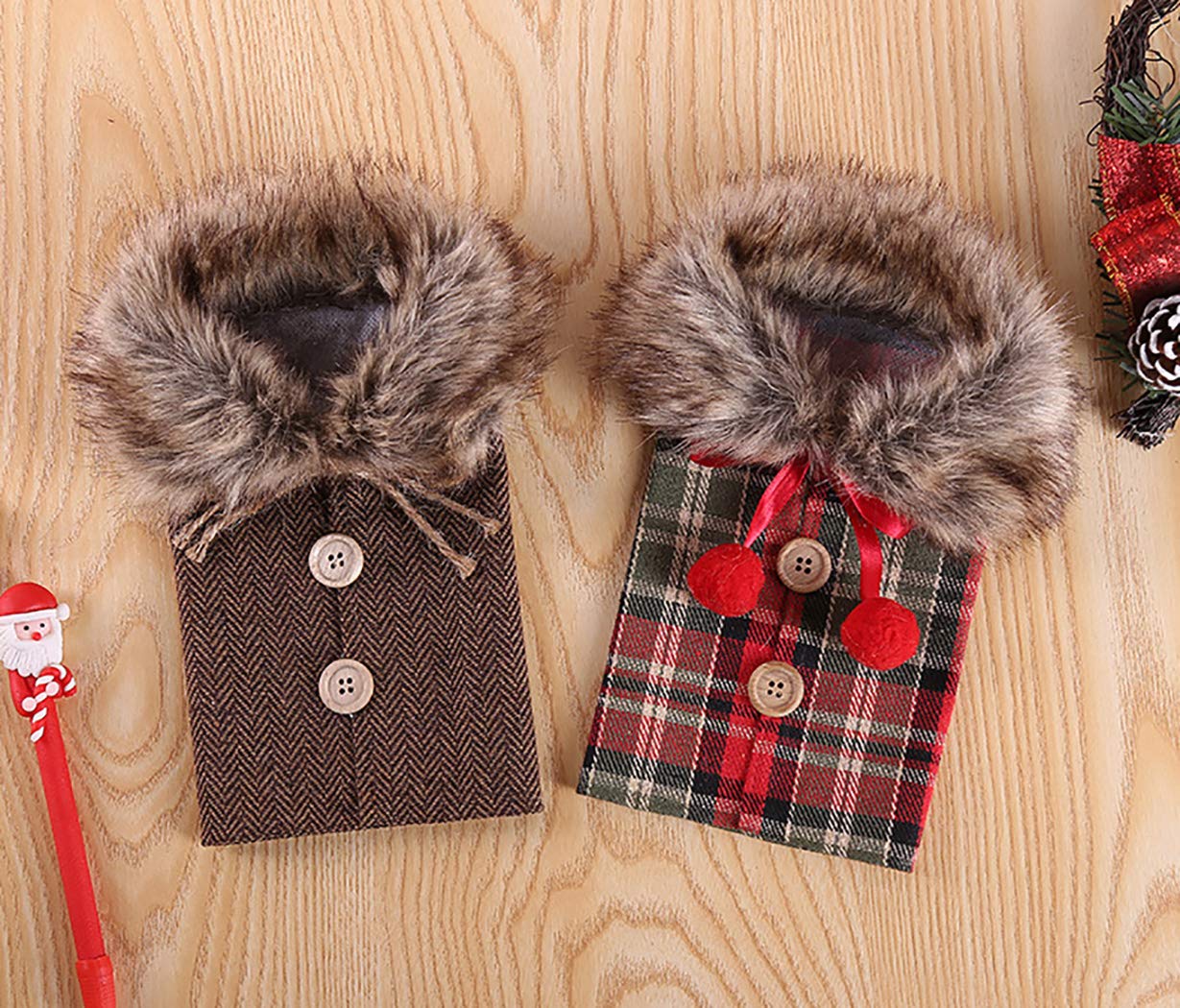 Christmas Fur Wine Bottle Cover (Set of 2) - Image 2