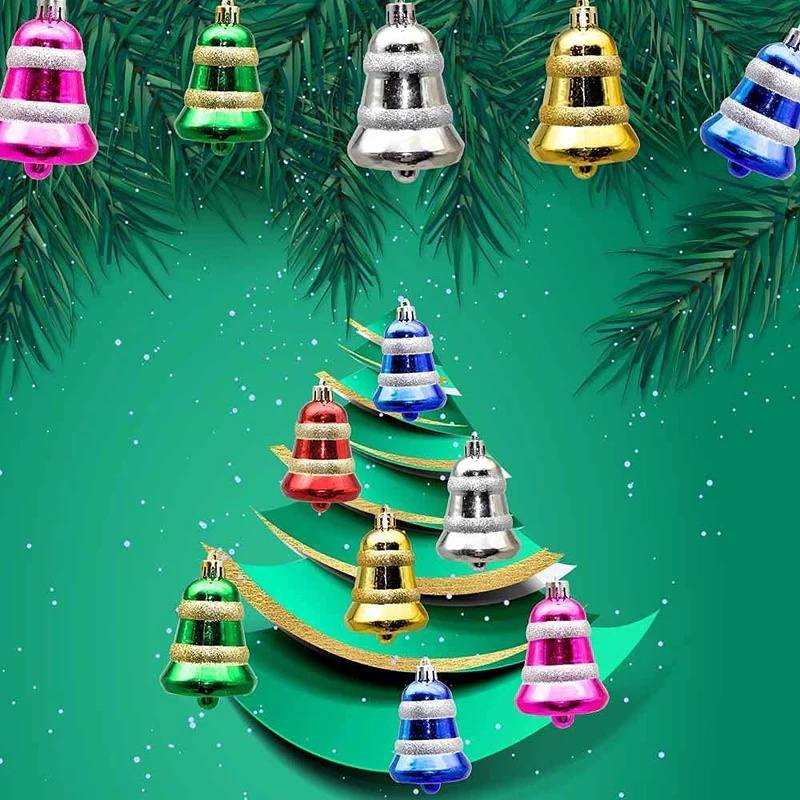 Christmas Hanging Bell Decoration Set (Multicolor) (Pack of 6) - Image 3