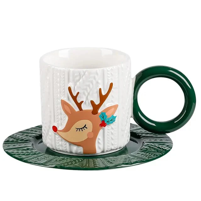 Christmas Snowmen Holiday Mug With Saucer - Image 4