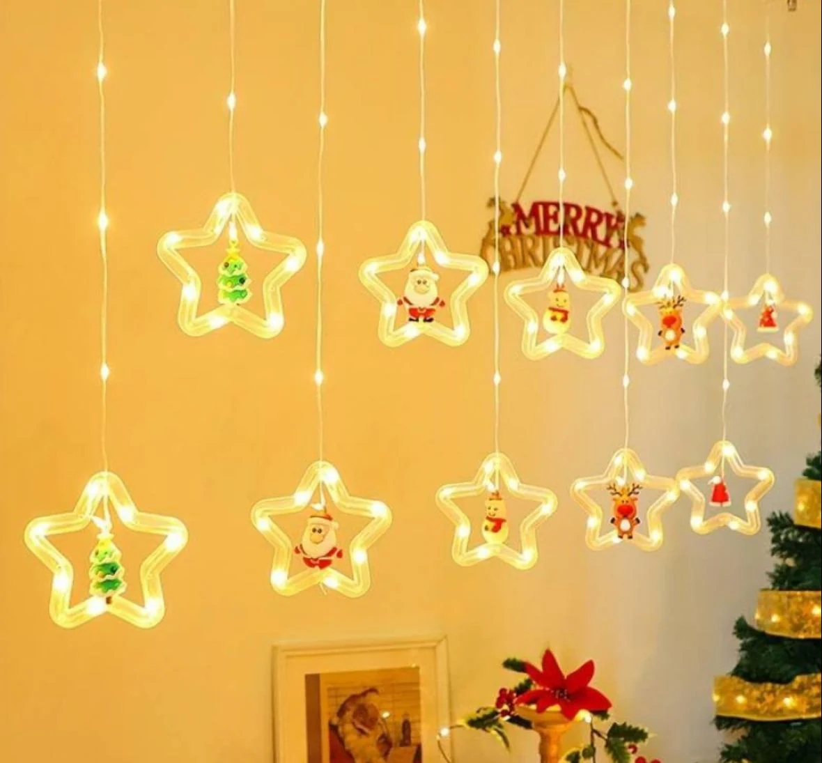 Christmas STAR LED Window Curtain String Lights - Image 2