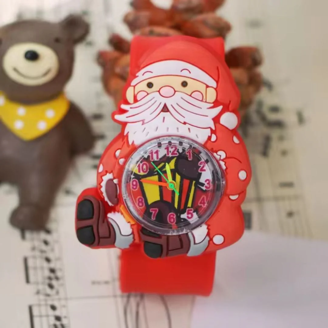 Christmas Theme Silicone Slap Band Watch for Kids (1pc)