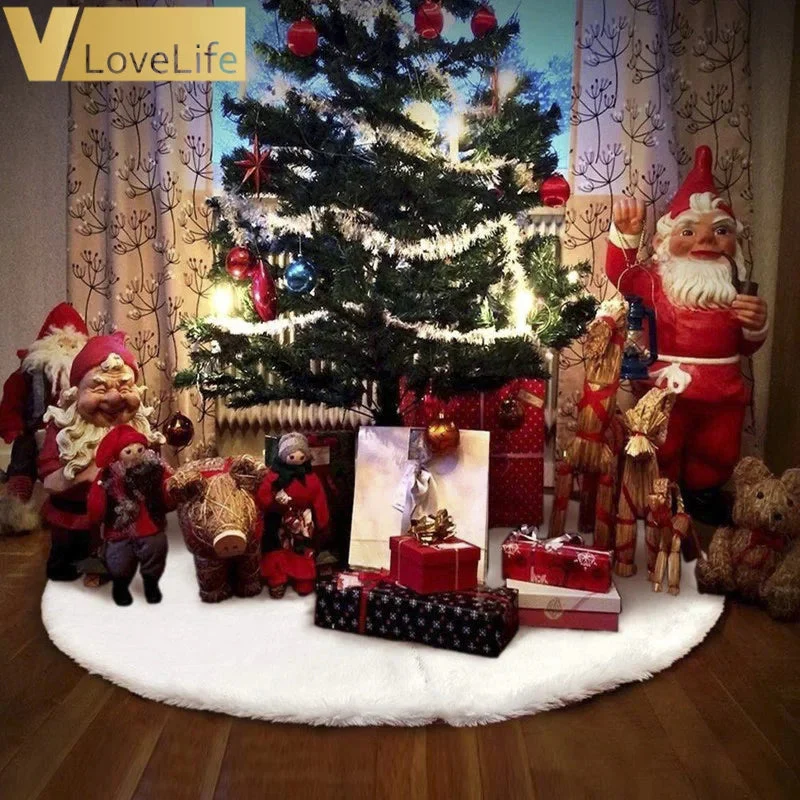 Christmas Tree Skirt - Faux Fur Christmas Tree Mat - Image 3