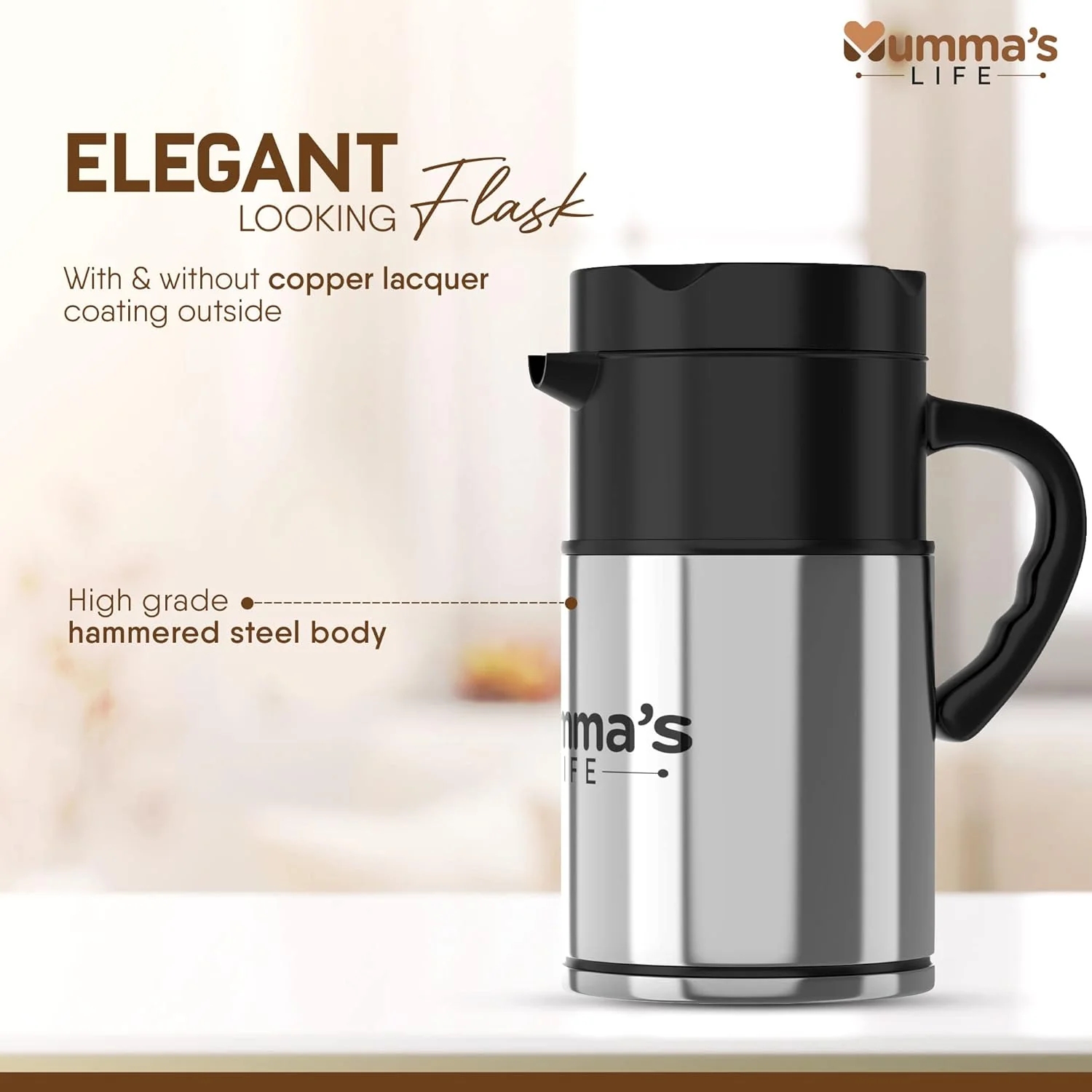 Chrome Finish Stainless Steel Flask - Image 2