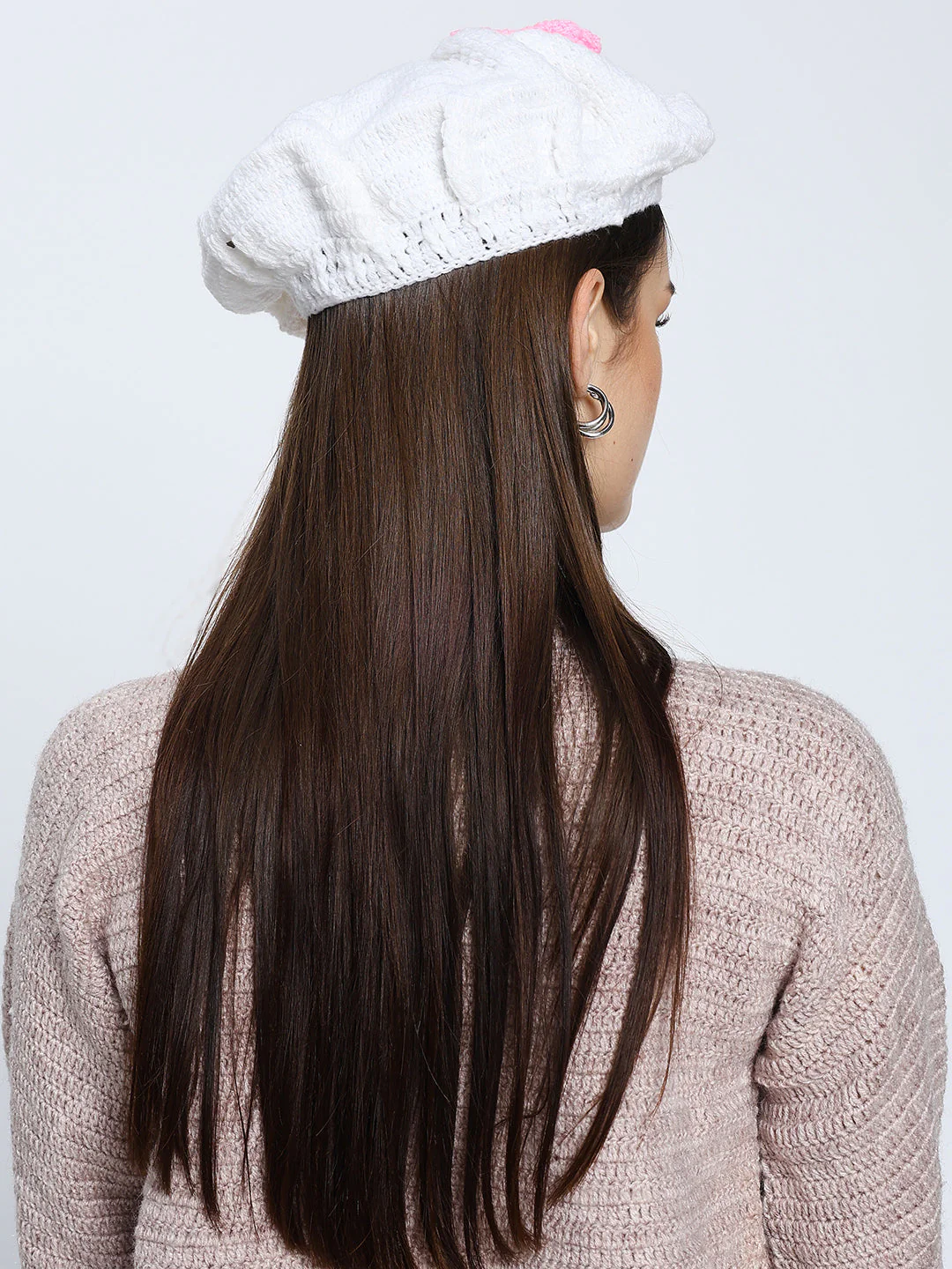 Cindrella Bow Beret - WhitePink - Image 4