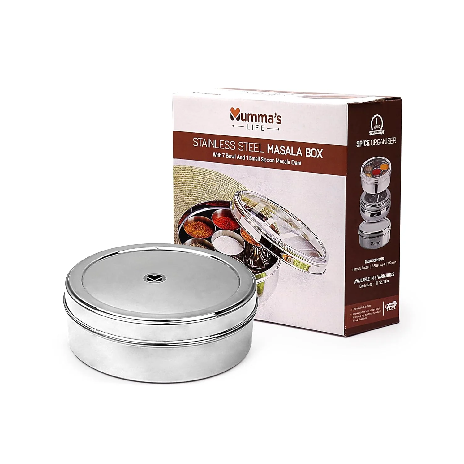 Classic 7-Container Spice Box with Spoon - Image 2