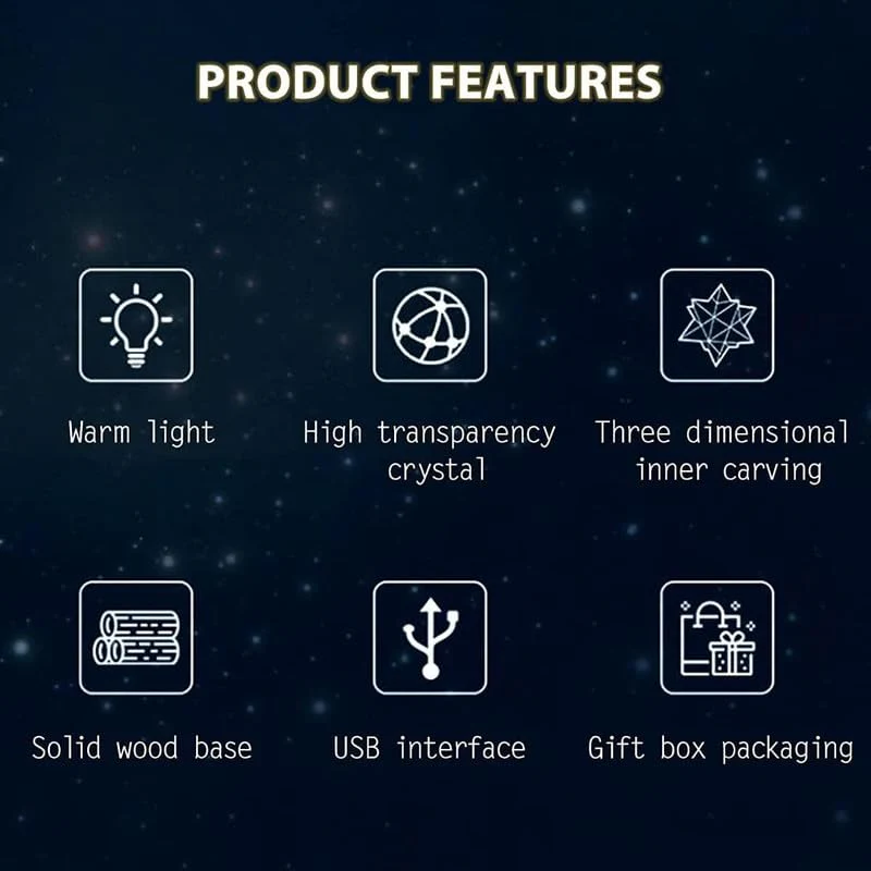 Climb: 3D LED Crystal Ball Night Lamp – Engraved Holographic Light with USB & Wooden Base for Home Décor, Office & Bedroom - Image 7