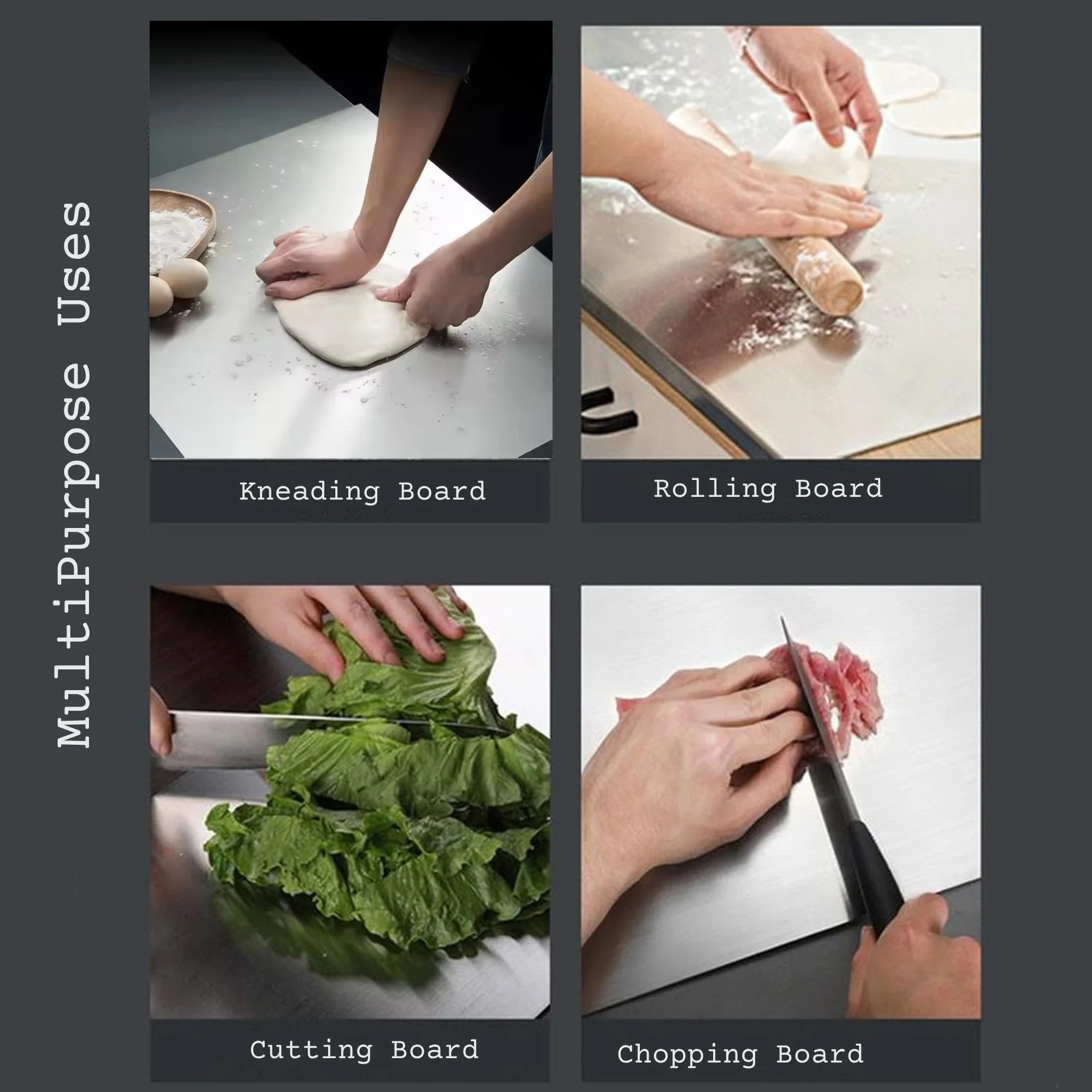 Clipon Stainless Steel Chopping and Cutting Board with Folded Hinge Support, 41 cm x 29 cm - Image 6