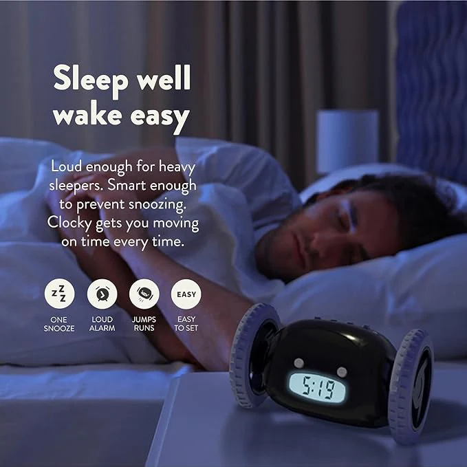 Clocky: The Runaway Alarm Clock – Fun & Cute Rolling Alarm for Heavy Sleepers with Loud Snooze & LED Display - Image 6