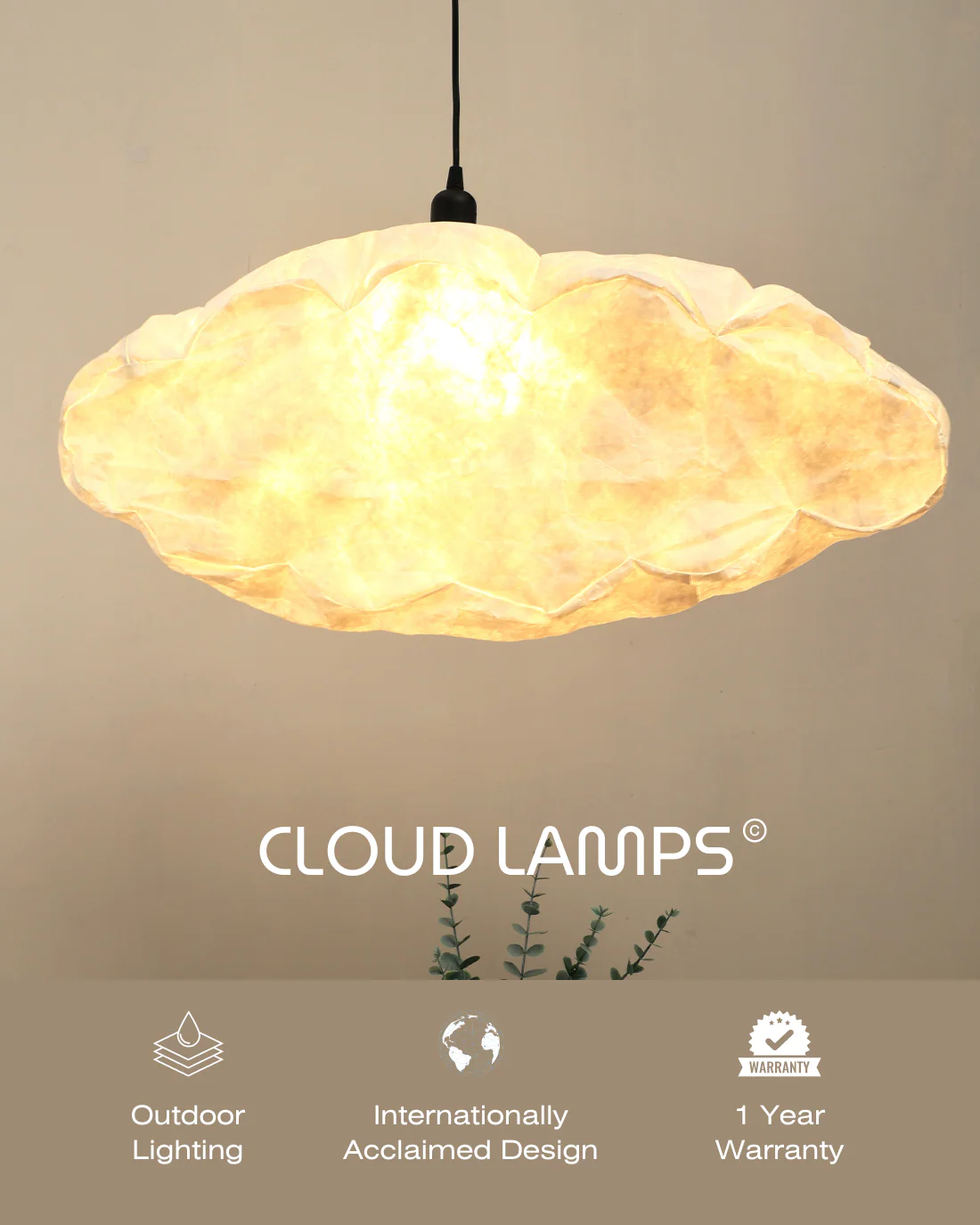 Cloud Pendant Lamp (Cloud Series) - Tear-Resistant Pendant Light, Cloud Shaped Hanging Light, Semi-Outdoor - Image 7