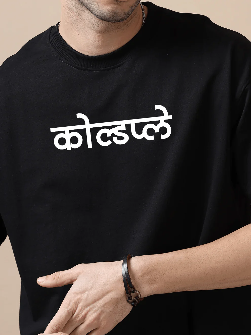 Cold Play Hindi Black Oversize T-Shirt - Image 5