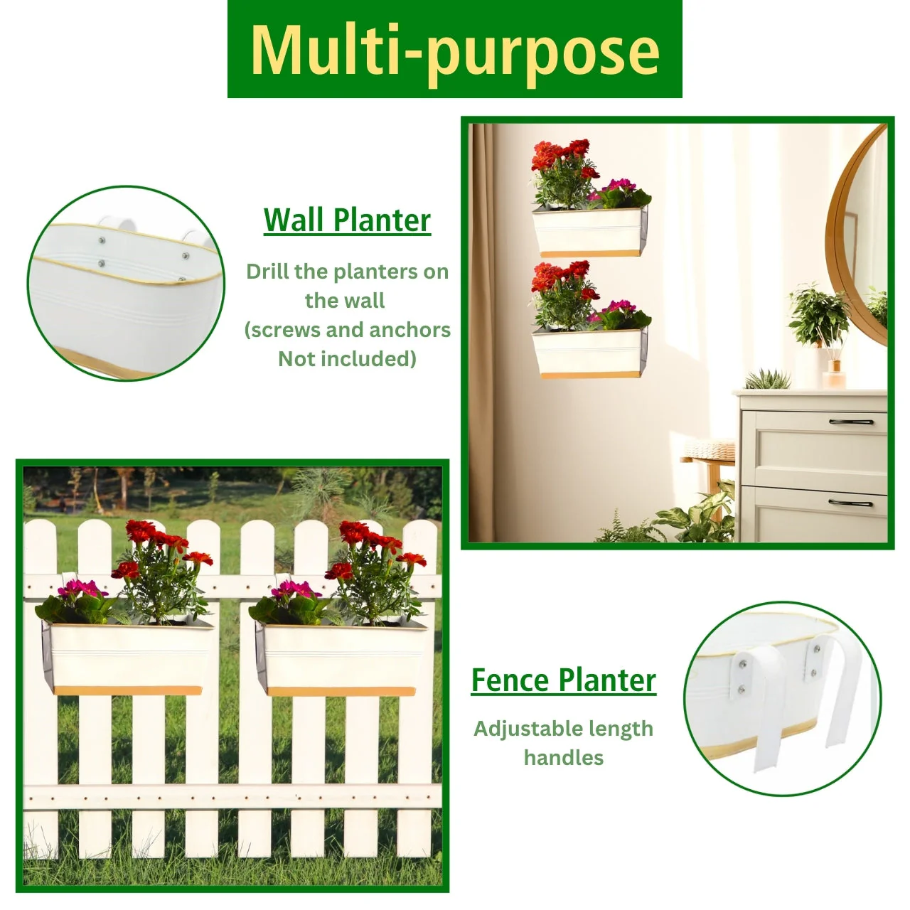Color Bloom Railing Planter Set of 6 – Urban Garden Chic - Image 5