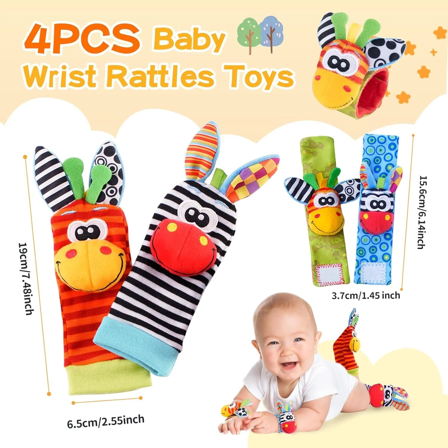 Colorful Baby Wrist Rattles & Foot Finder Socks Set - Image 6
