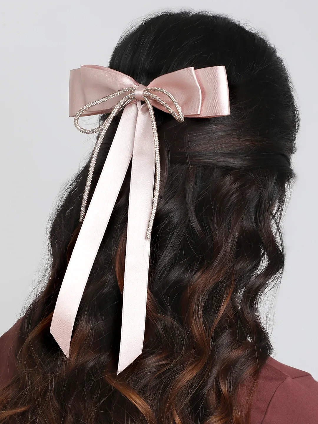 Colorful Satin Hair Bows with Rhinestones for Kids & Women - Image 5