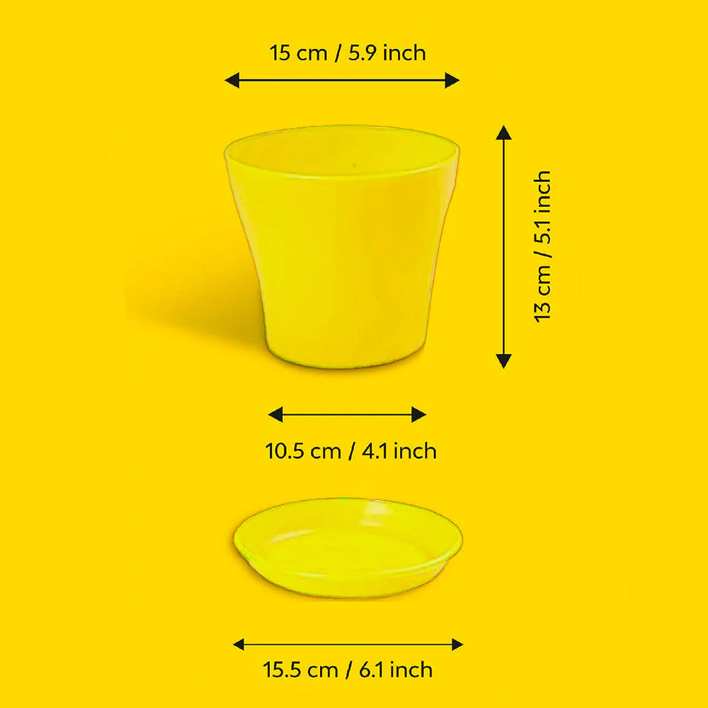 Coloured Plastic Flower Pots With Base Plate | Set Of 2 - Image 16