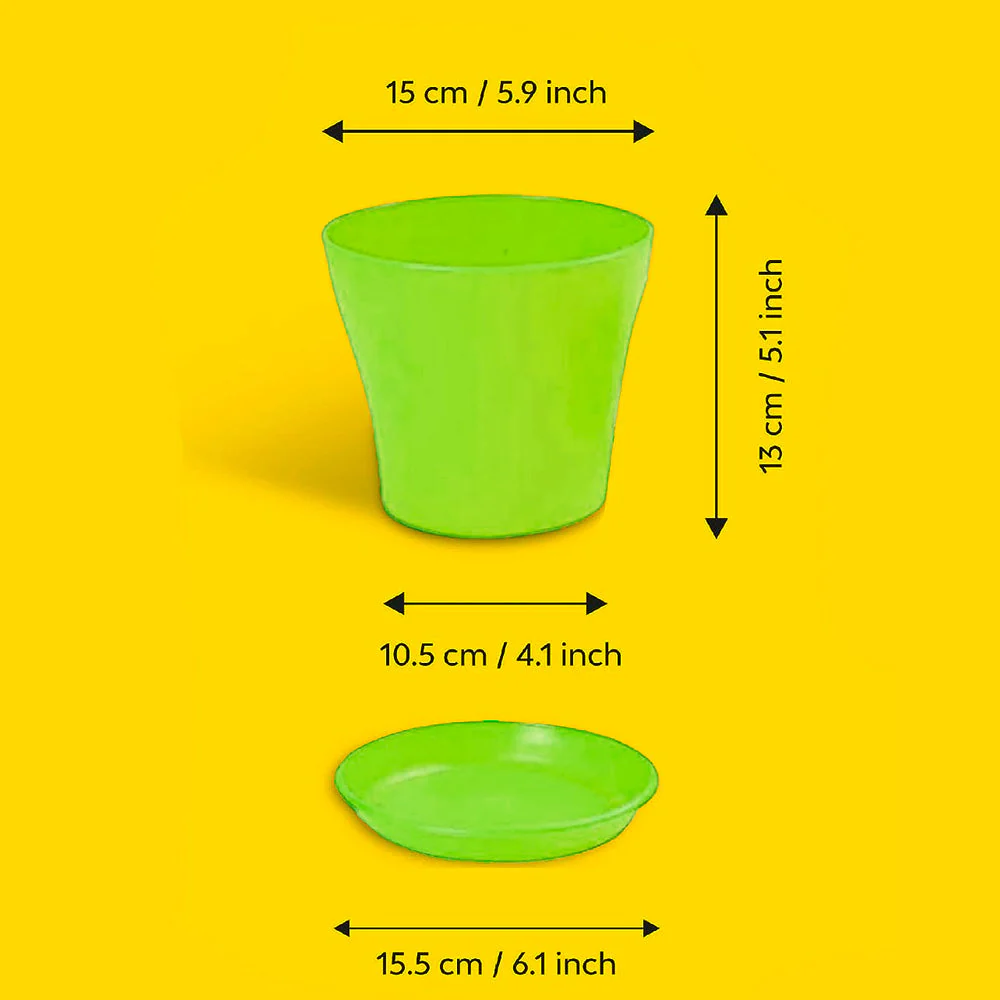 Coloured Plastic Flower Pots With Base Plate | Set Of 2 - Image 4