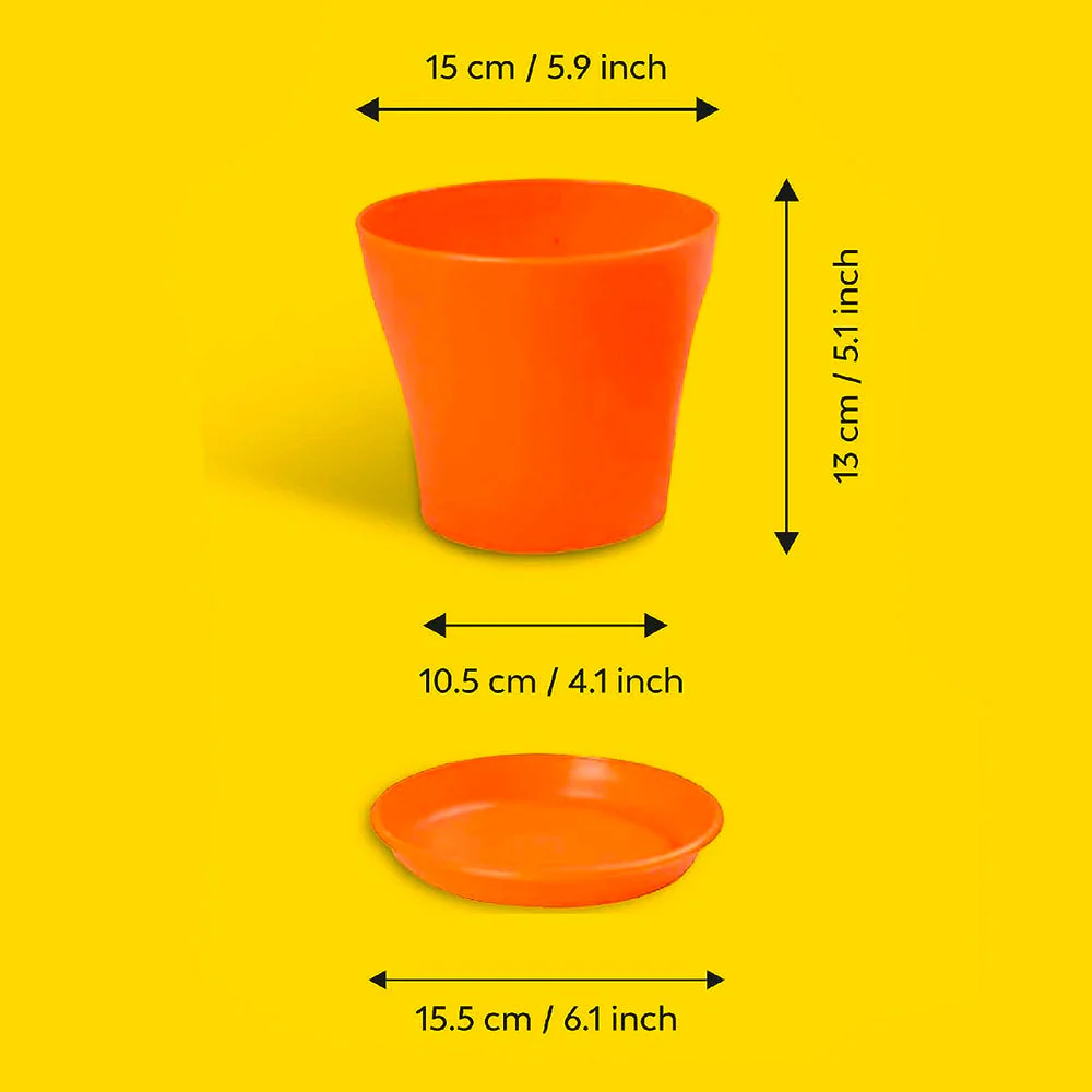 Coloured Plastic Flower Pots With Base Plate | Set Of 2 - Image 8