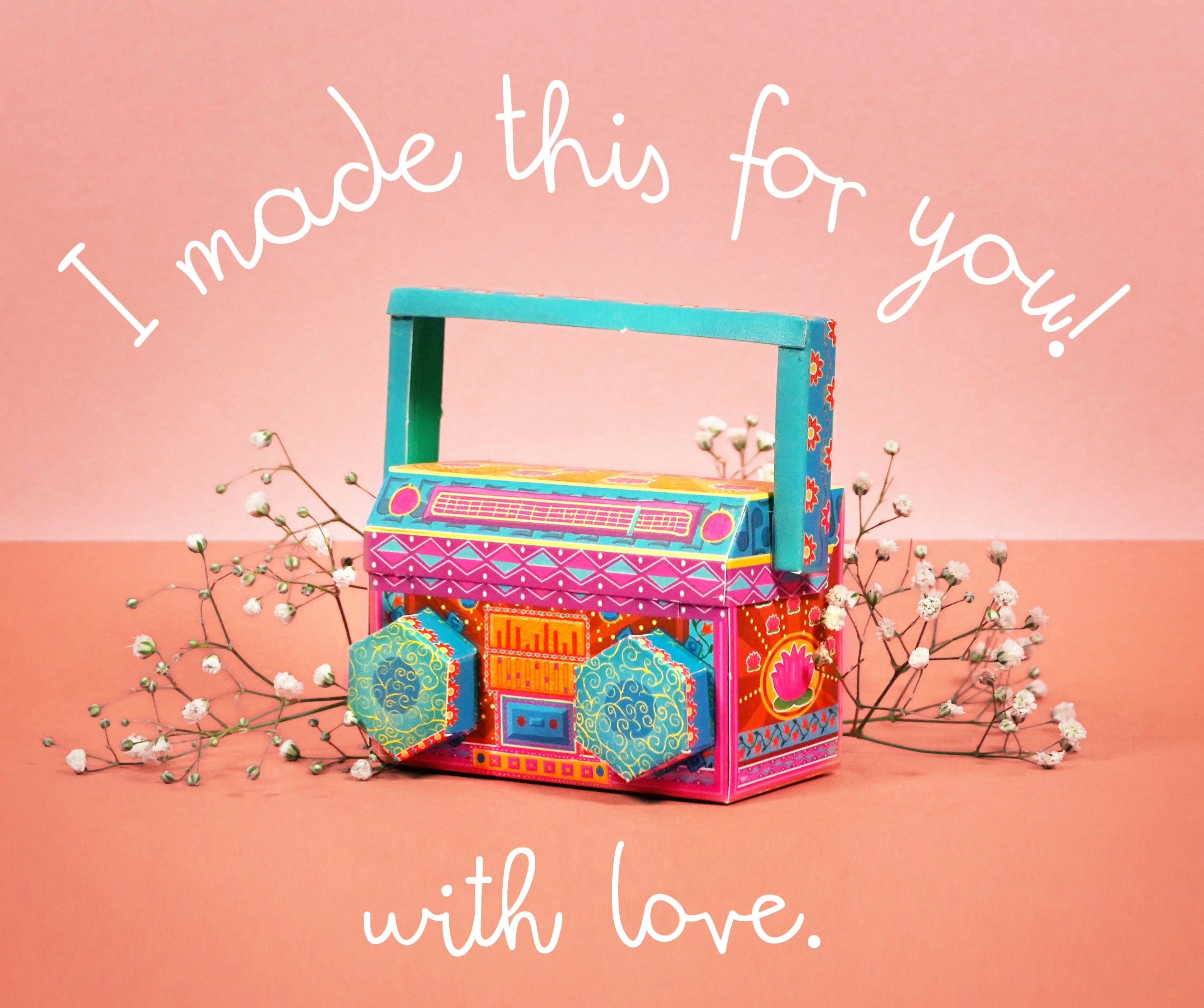 Colourful Mini Boombox DIY Paper Craft Kit - Image 10