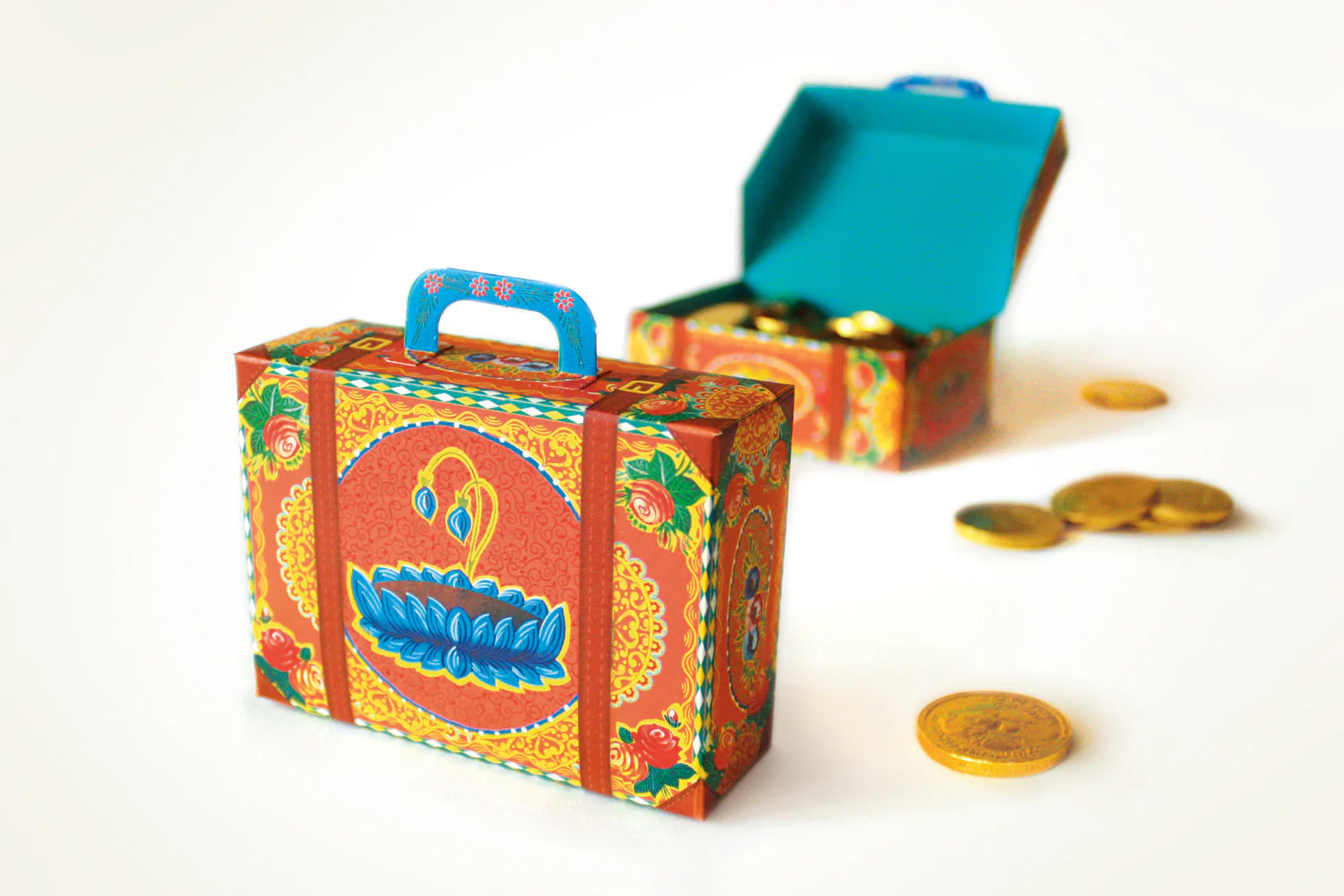 Colourful Orange Mini Suitcase Box DIY Paper Craft Kit - Image 2