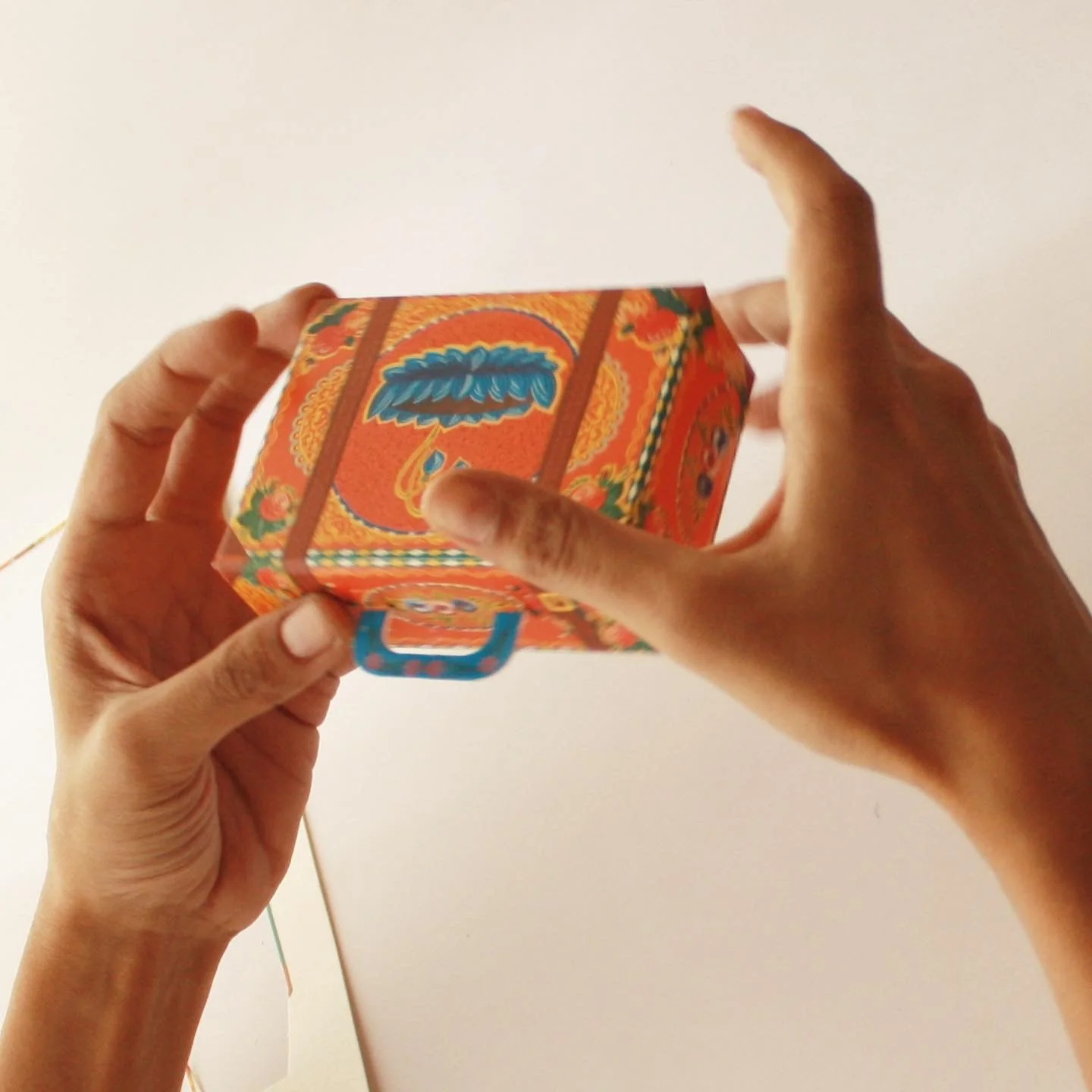 Colourful Orange Mini Suitcase Box DIY Paper Craft Kit - Image 8