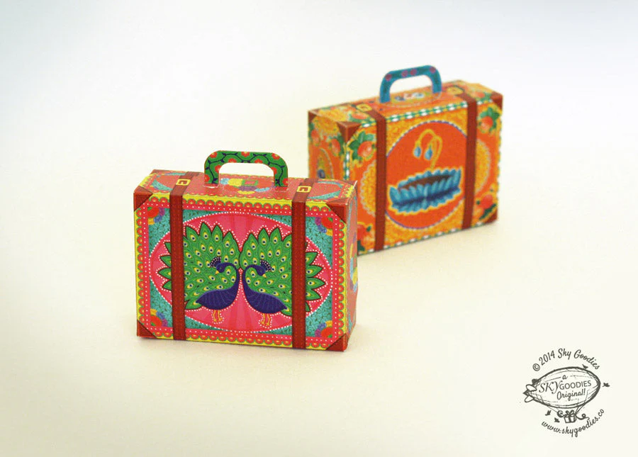 Colourful Pink Mini Suitcase Box DIY Paper Craft Kit - Image 2