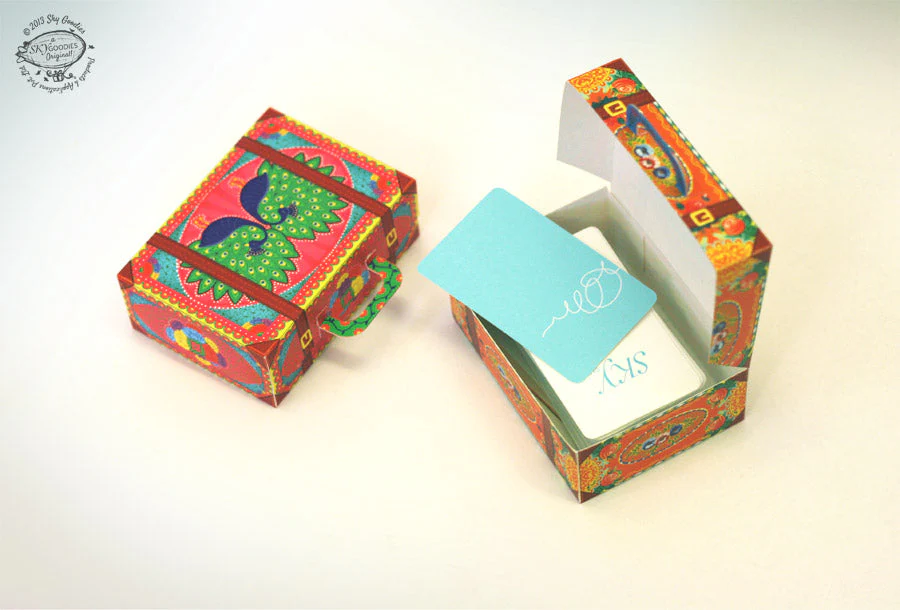 Colourful Pink Mini Suitcase Box DIY Paper Craft Kit - Image 4