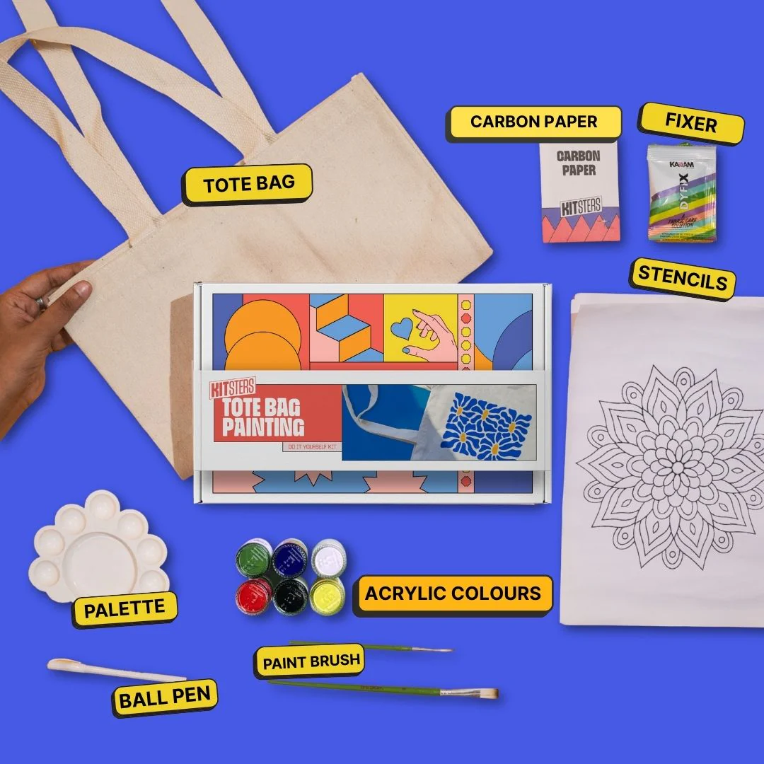 COMBO : DIY Block Printing Kit (Tote Bag) & DIY Tote Bag Painting Kit - Image 5