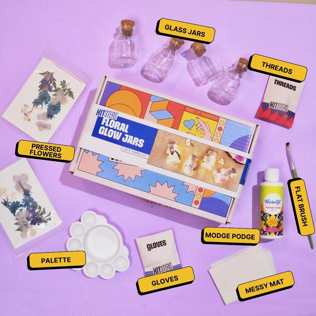 COMBO : DIY Floral Glow Jar Kit & DIY Light Bottle Painting Kit - Image 2