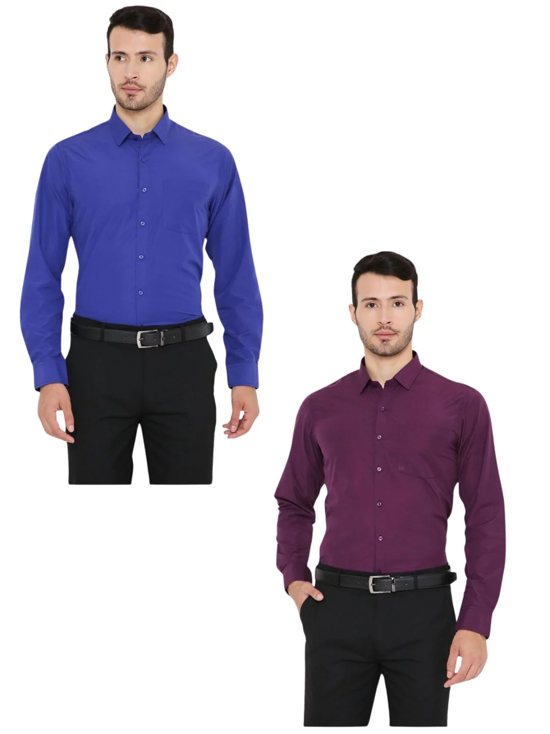 Combo of 2 Solid PolyBlend Slim Fit Formal Shirts - Image 13