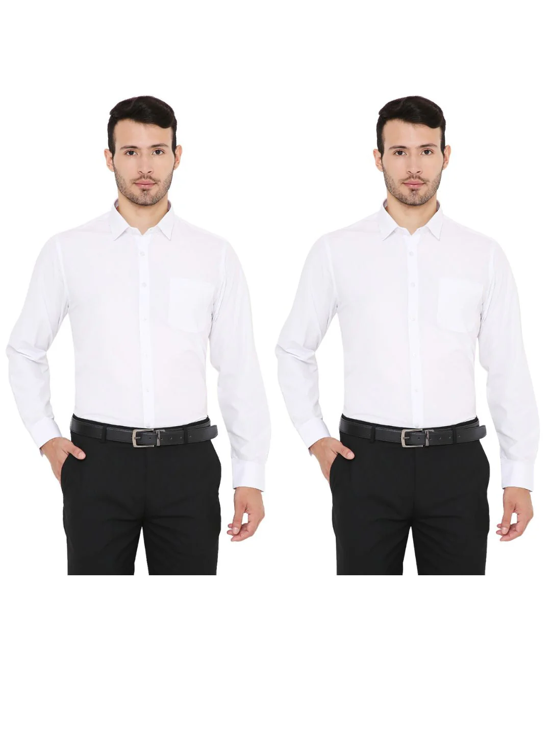 Combo of 2 Solid PolyBlend Slim Fit Formal Shirts - Image 13