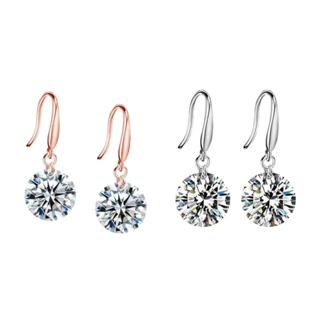Combo Of Rose Gold & Silver Plated White Stone Drop Earrings For Women & Girl