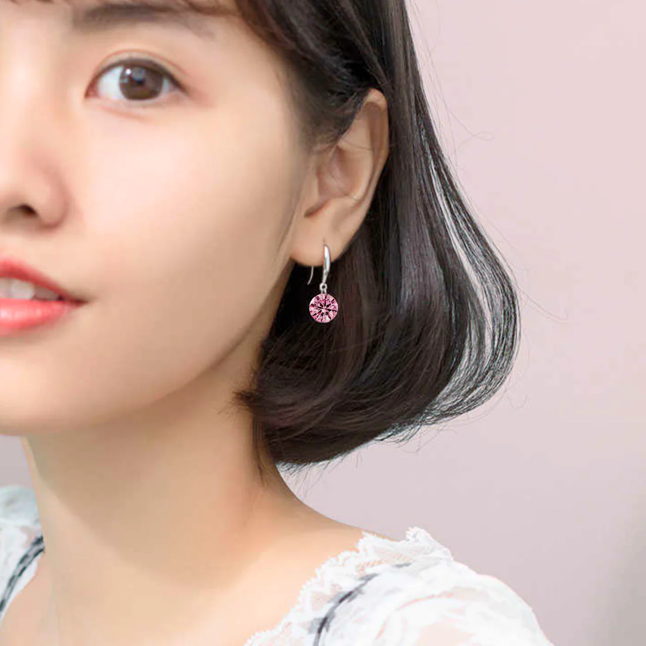 Combo Of Silver Plated Pink And White Stone Drop Earrings For Women And Girl Crystal Copper Stud Earring - Image 2