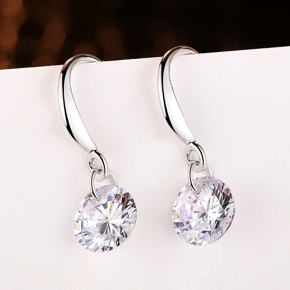 Combo Of Silver Plated Pink And White Stone Drop Earrings For Women And Girl Crystal Copper Stud Earring - Image 4
