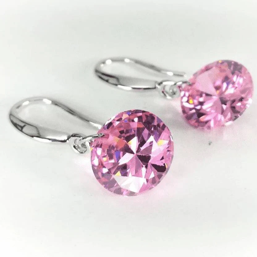 Combo Of Silver Plated Pink And White Stone Drop Earrings For Women And Girl Crystal Copper Stud Earring - Image 5