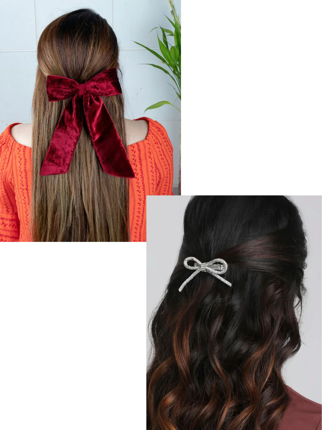 Combo of Velvet & Silver Rhinestone Hair Bow