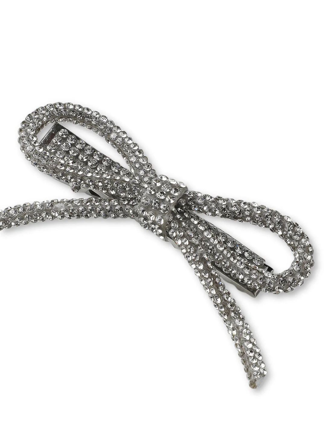 Combo of Velvet & Silver Rhinestone Hair Bow - Image 5